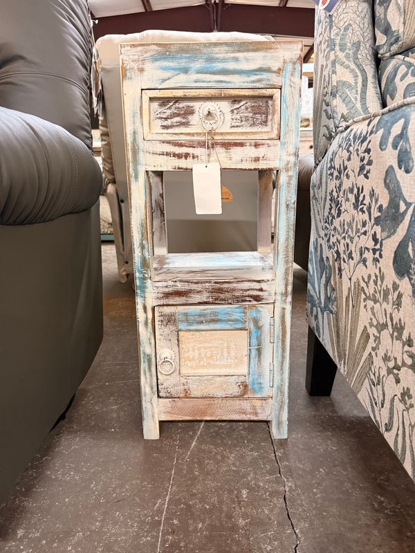MDA-107W Whitewash Reclaimed Wood Bed Side Table 12 x 12 x 30