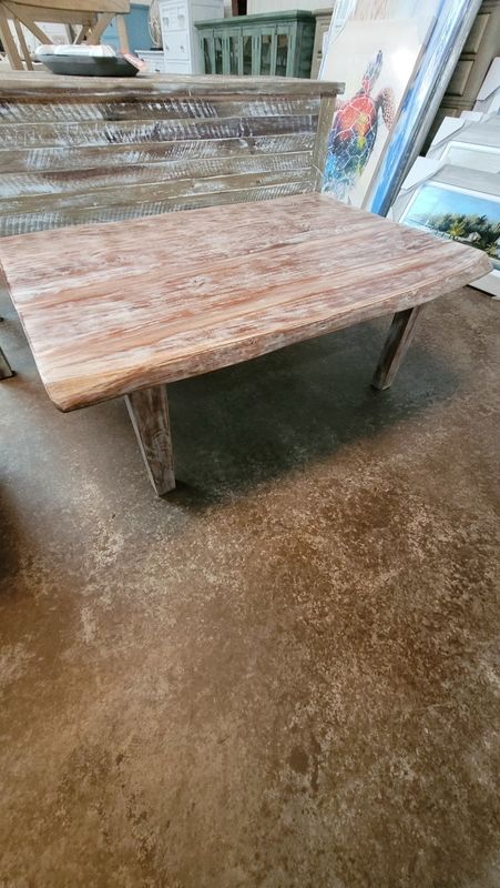MDA-LE-01 Live Edge Whitewash Coffee Table 49" x 32" x 18" *LAST ONE*