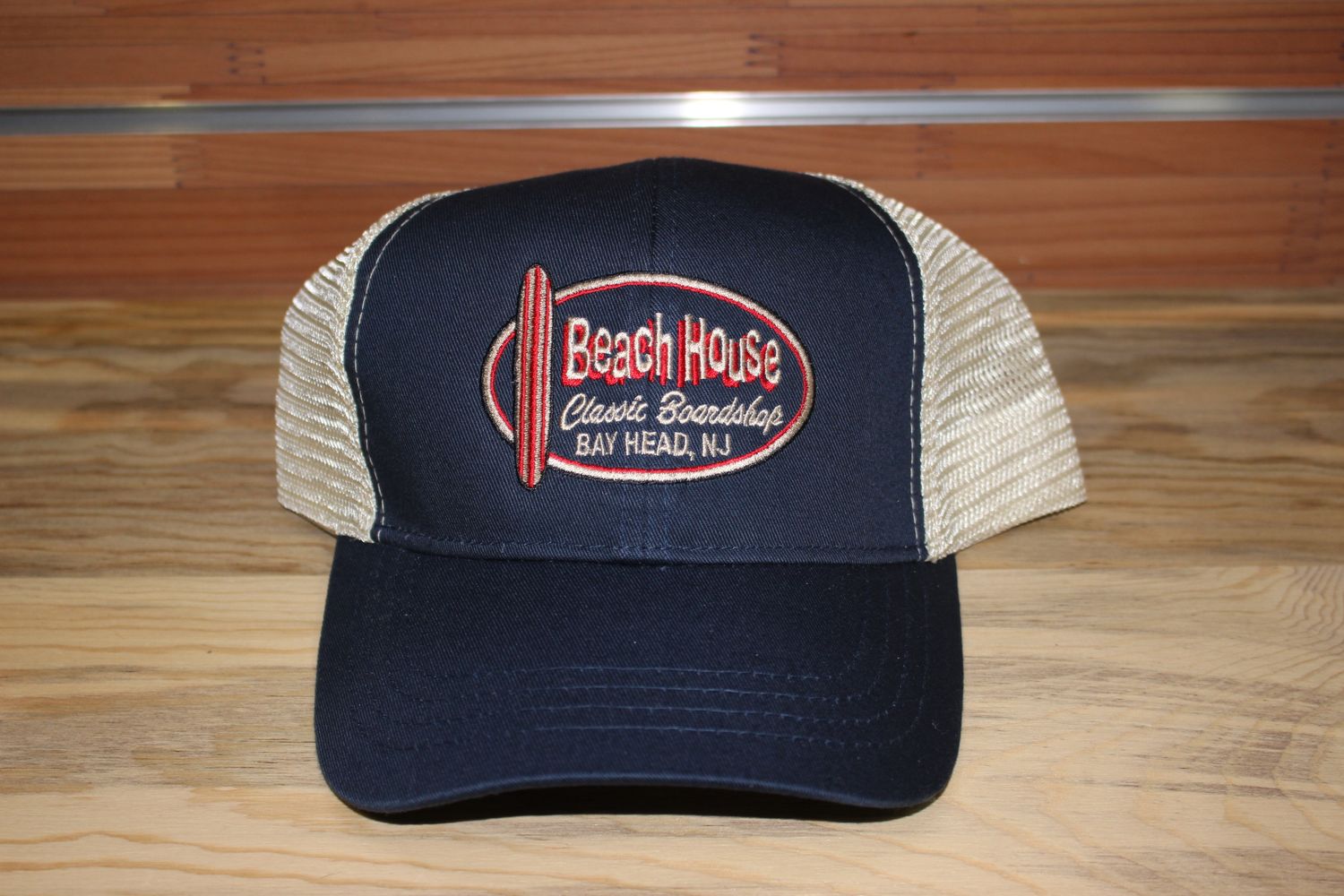 Beach House Hat Low Pro Trucker, Color: Navy/Tan