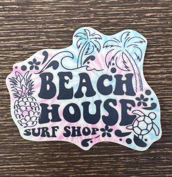 Beach House Surf Shop Tie-Dye Sticker