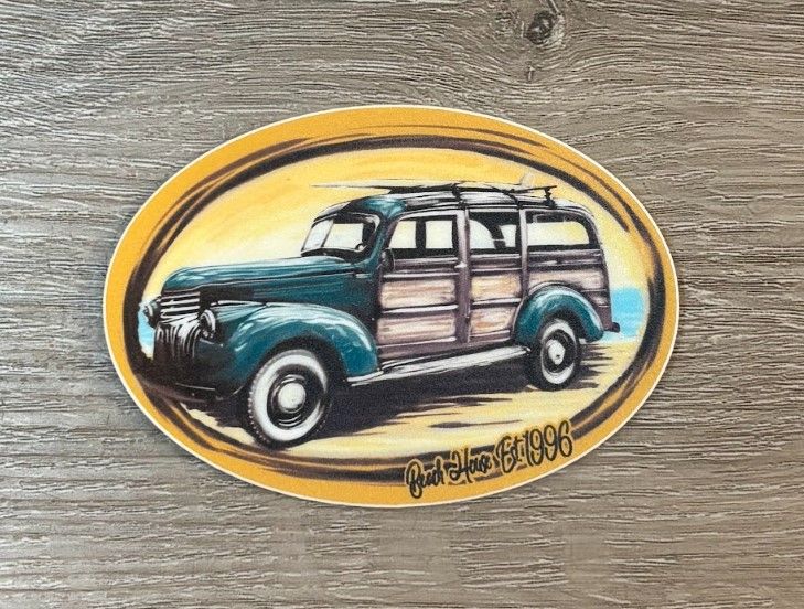 Beach House Woody Sticker
