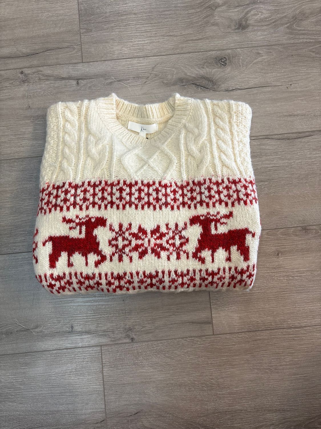 Nautical Nordic Reindeer Cable Knit Sweater