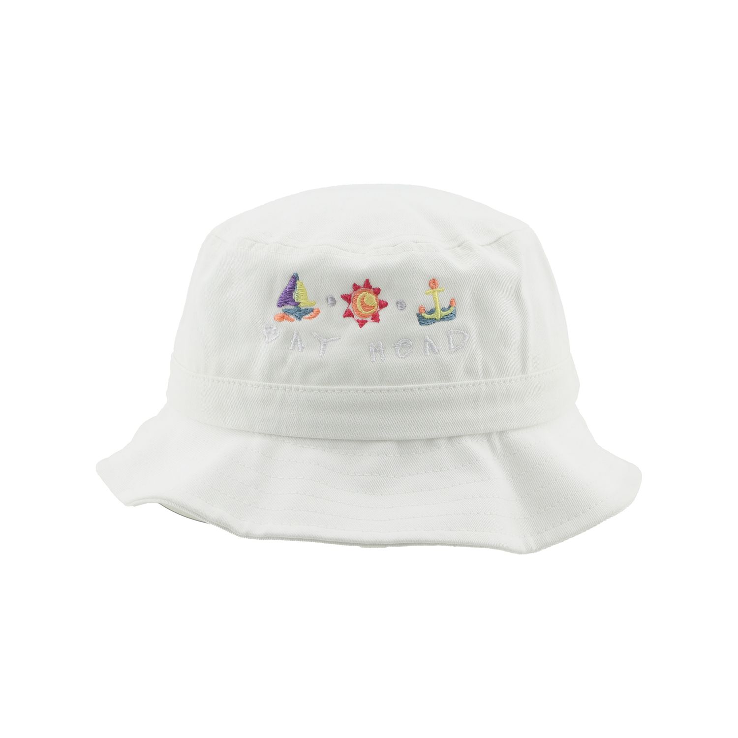 Boat/Sun/Anchor Kids Bay Head Bucket Hat, Color: White