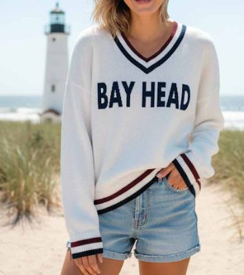 Bay Head Shoreline V-neck Sweater - White