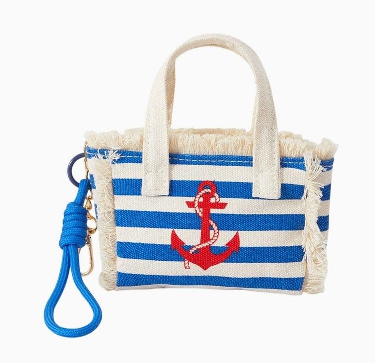 Nautical Anchor Mini Canvas Tote Bag Keychain Bag Charm