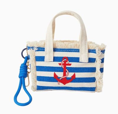 Nautical Anchor Mini Canvas Tote Bag Keychain Bag Charm