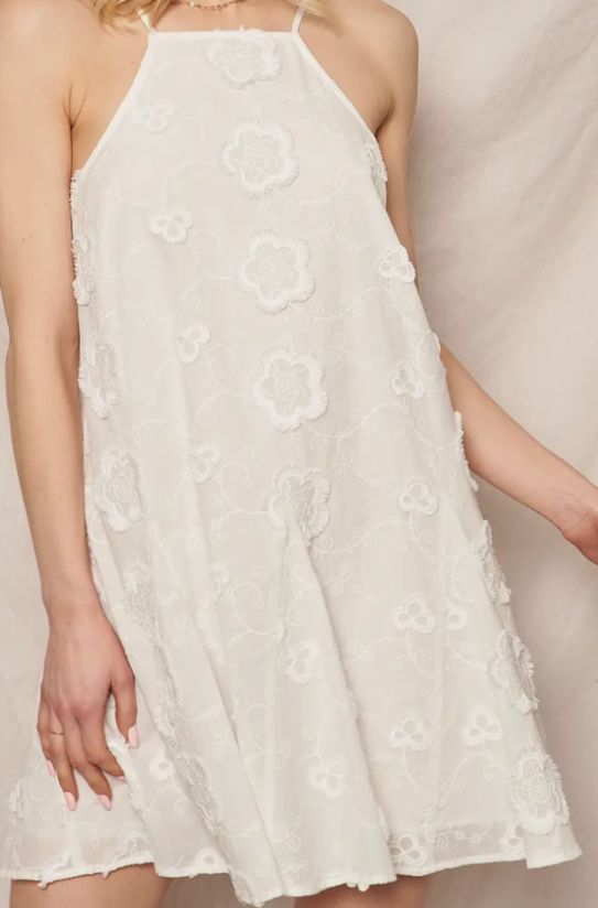 The Amalfi Drift White Halter Floral Dress