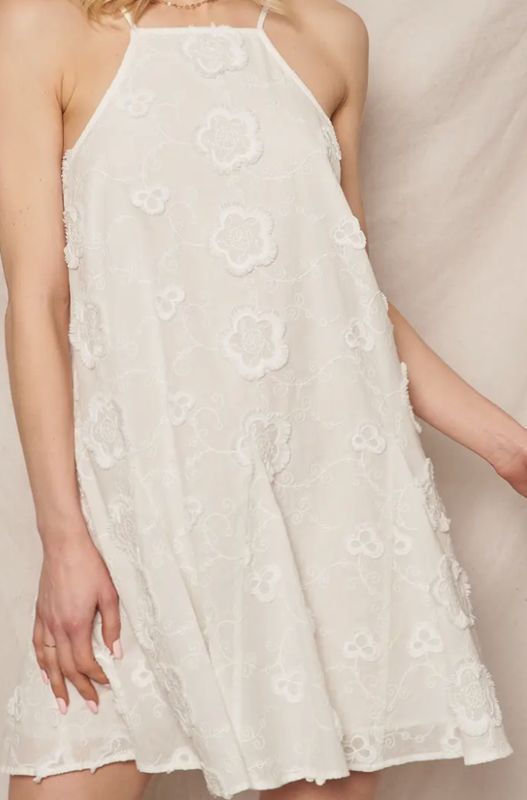 The Amalfi Drift White Halter Floral Dress