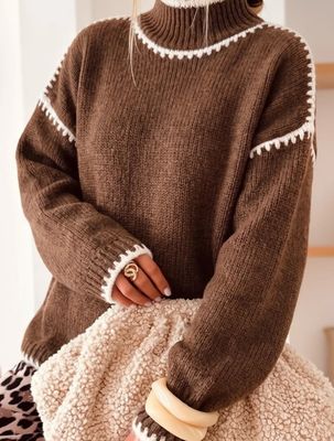 Driftwood Brown Mock Neck Knit Sweater
