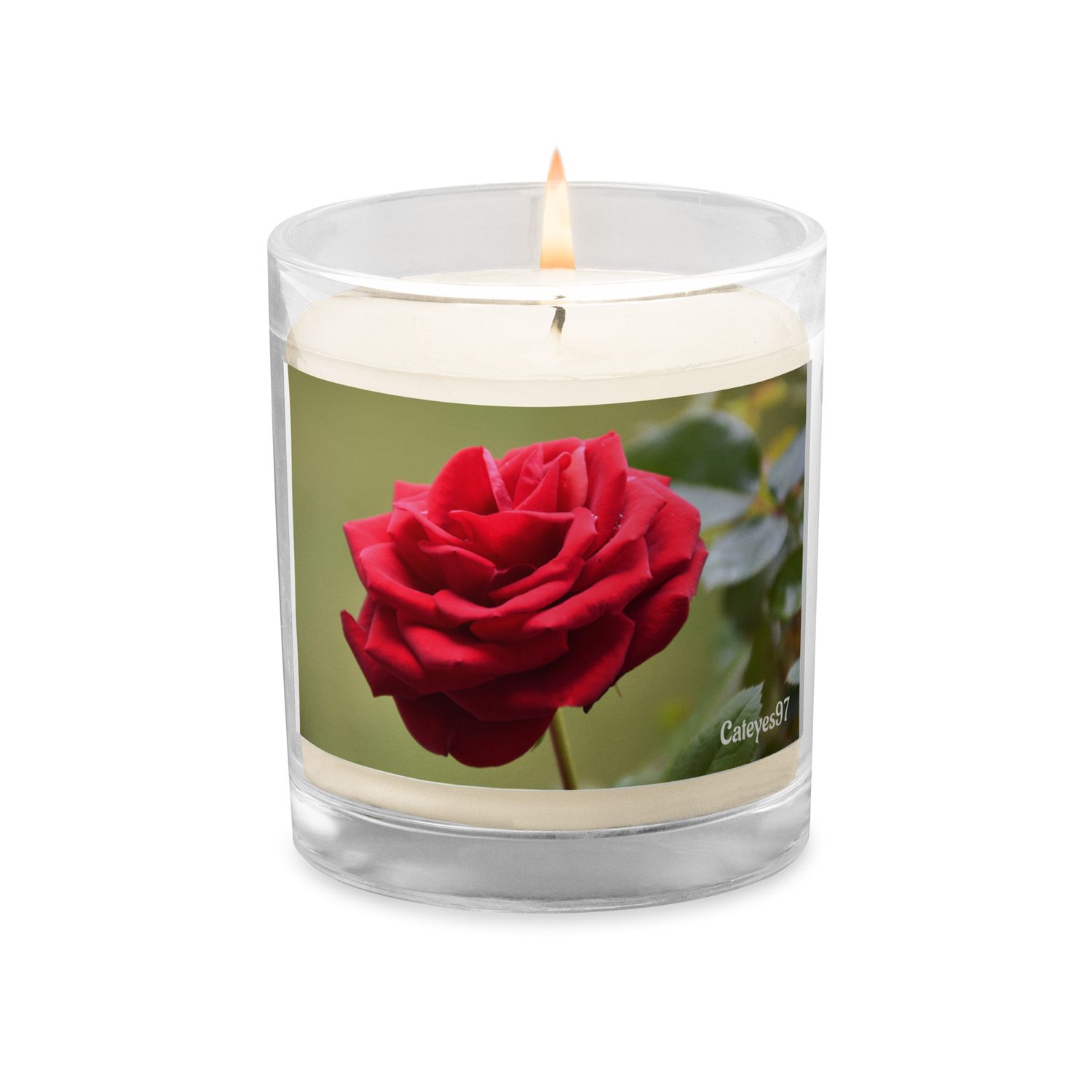 Bougie Rose Rouge Fan