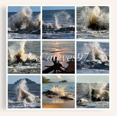 Vagues en folie - Toile carrée 50x50 avec 9 photos