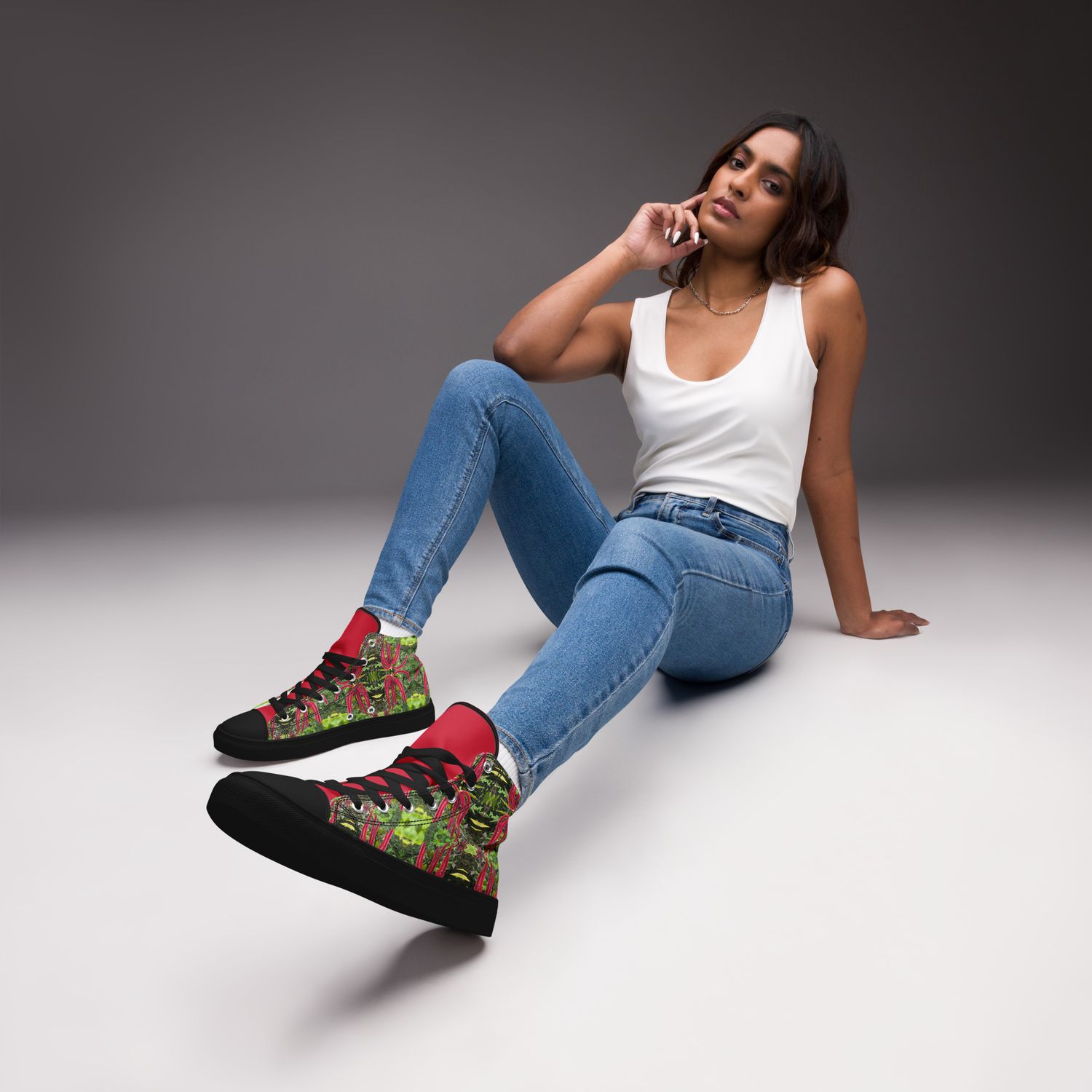 Baskets hautes en toile femme - 00889