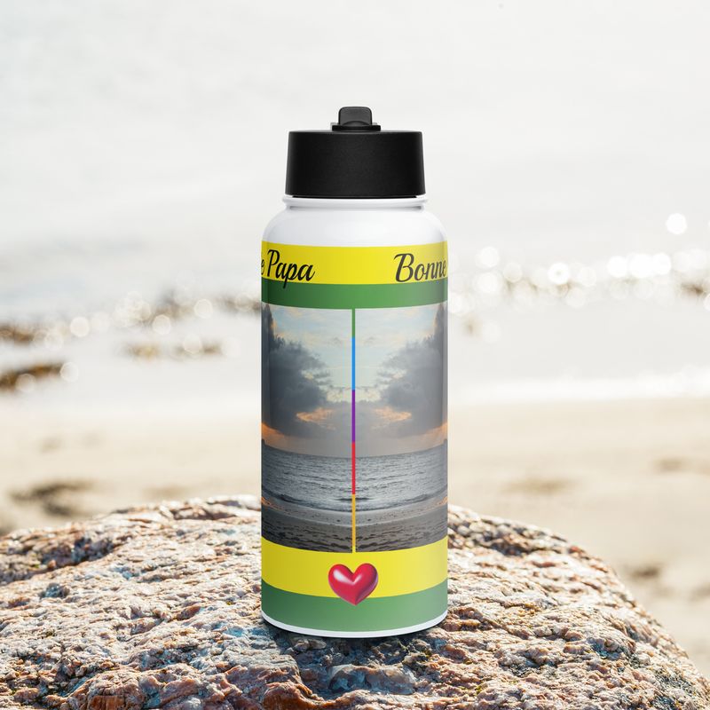 Bouteille d'eau en acier inoxydable avec paille - 00954