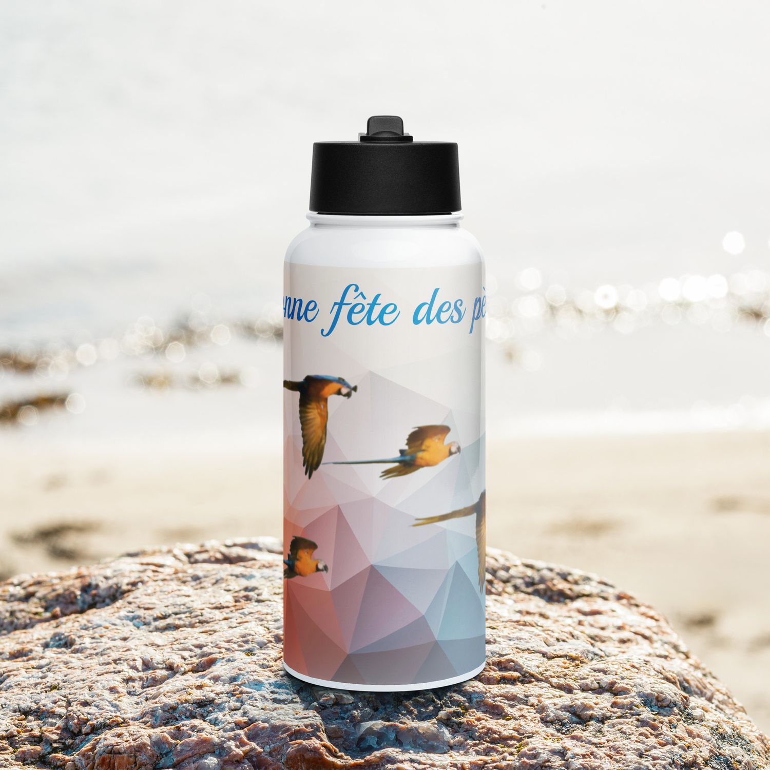 Bouteille d'eau en acier inoxydable avec paille - 00955