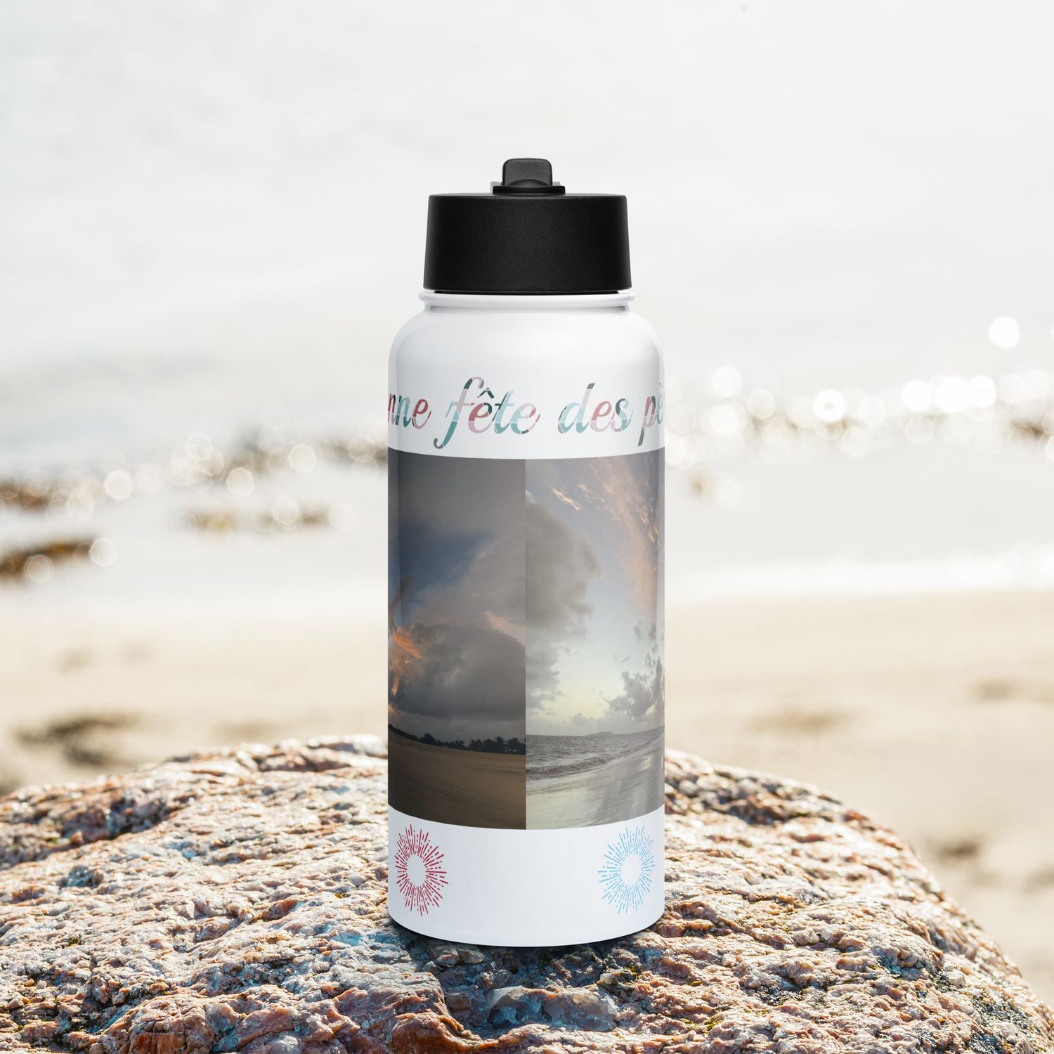 Bouteille d'eau en acier inoxydable avec paille - 00956