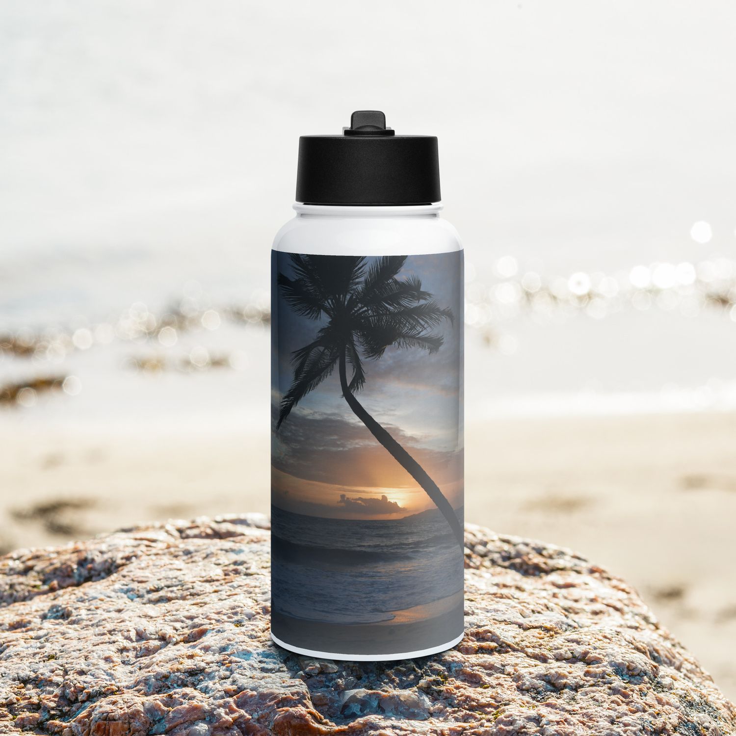 Bouteille d'eau en acier inoxydable avec paille - 00957