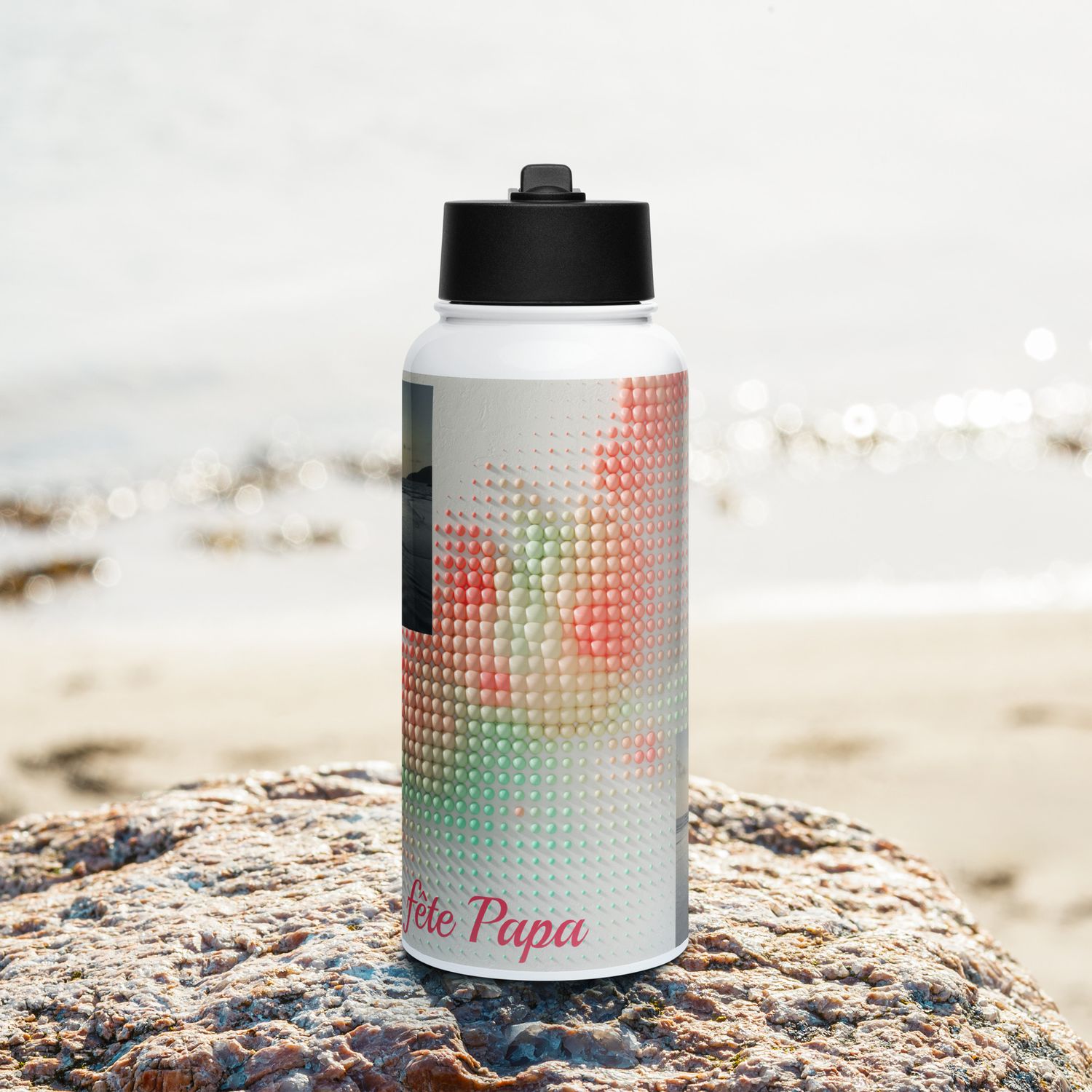 Bouteille d'eau en acier inoxydable avec paille - 00959