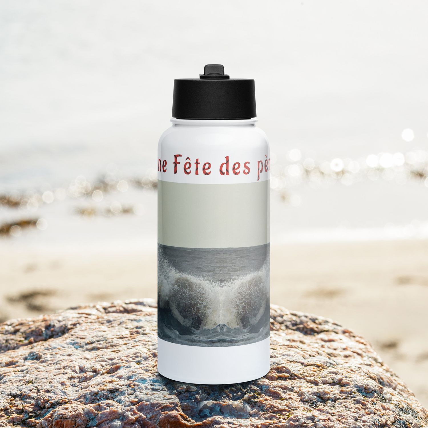 Bouteille d'eau en acier inoxydable avec paille - 00961