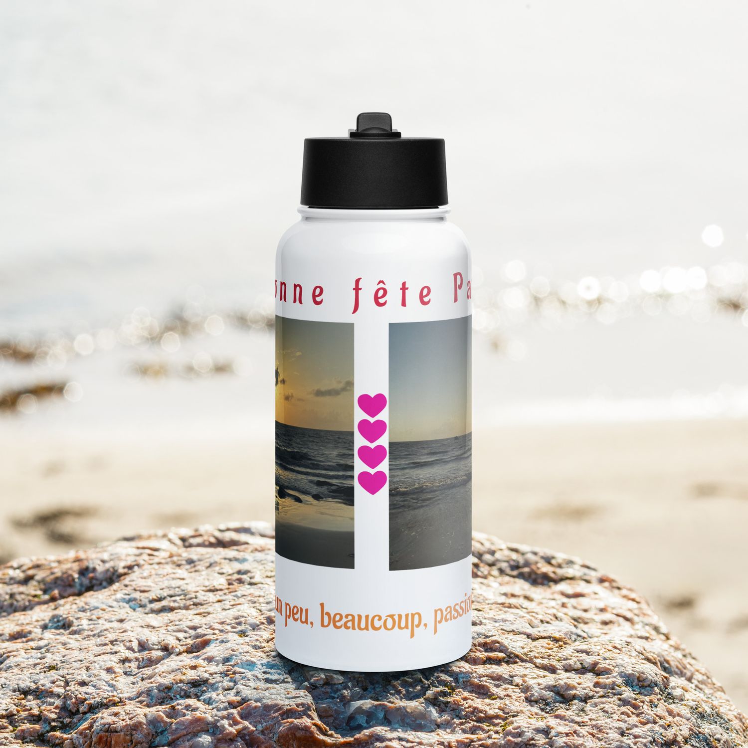 Bouteille d'eau en acier inoxydable avec paille - 00965
