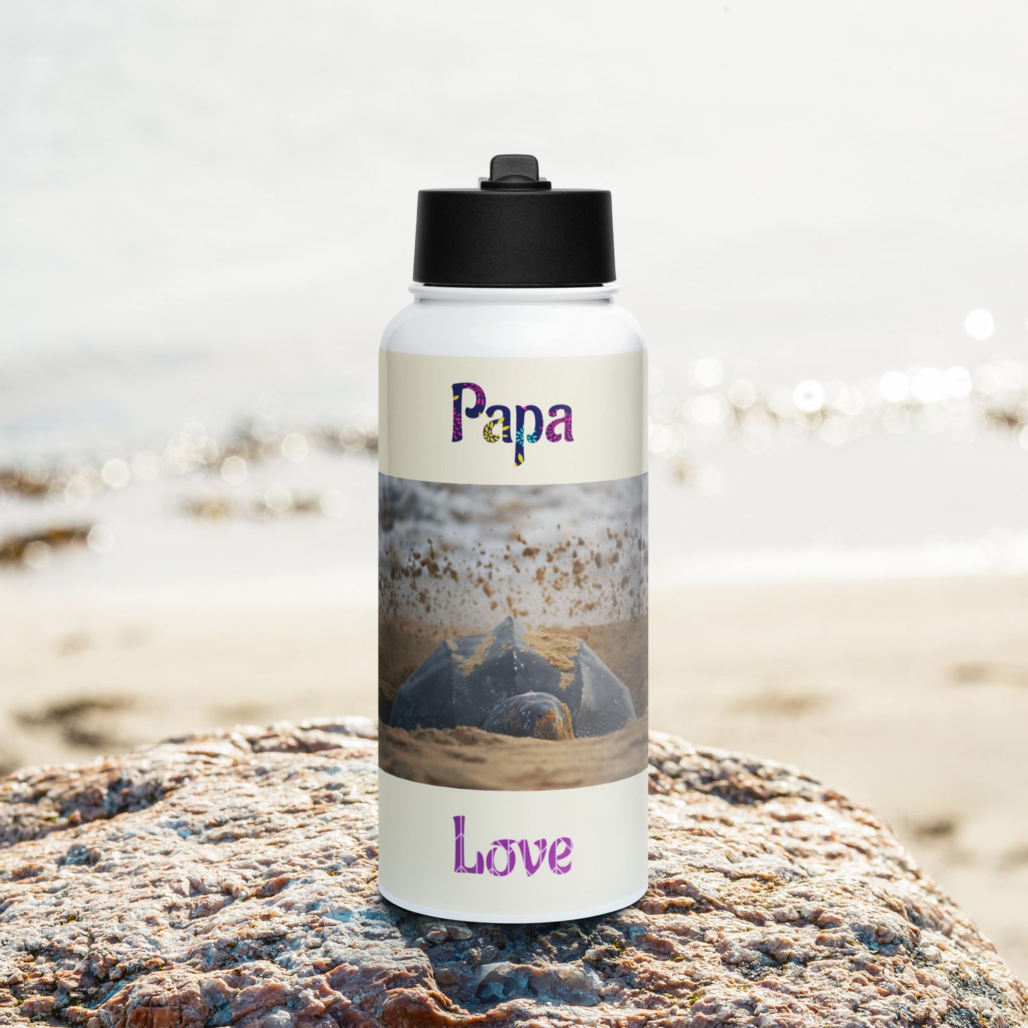 Bouteille d'eau en acier inoxydable avec paille - 00966