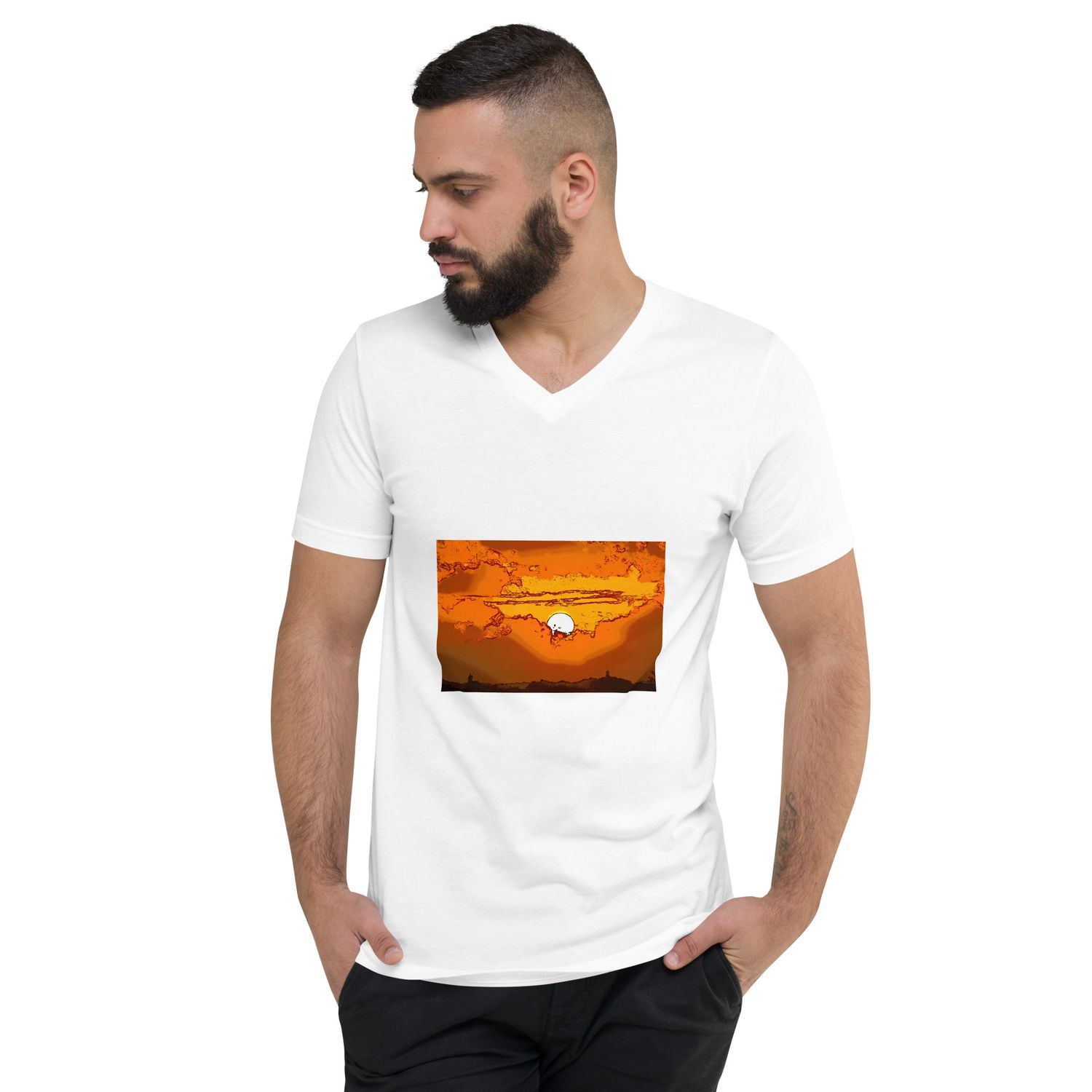 Tee-shirt  à manches courtes et col V - 00999