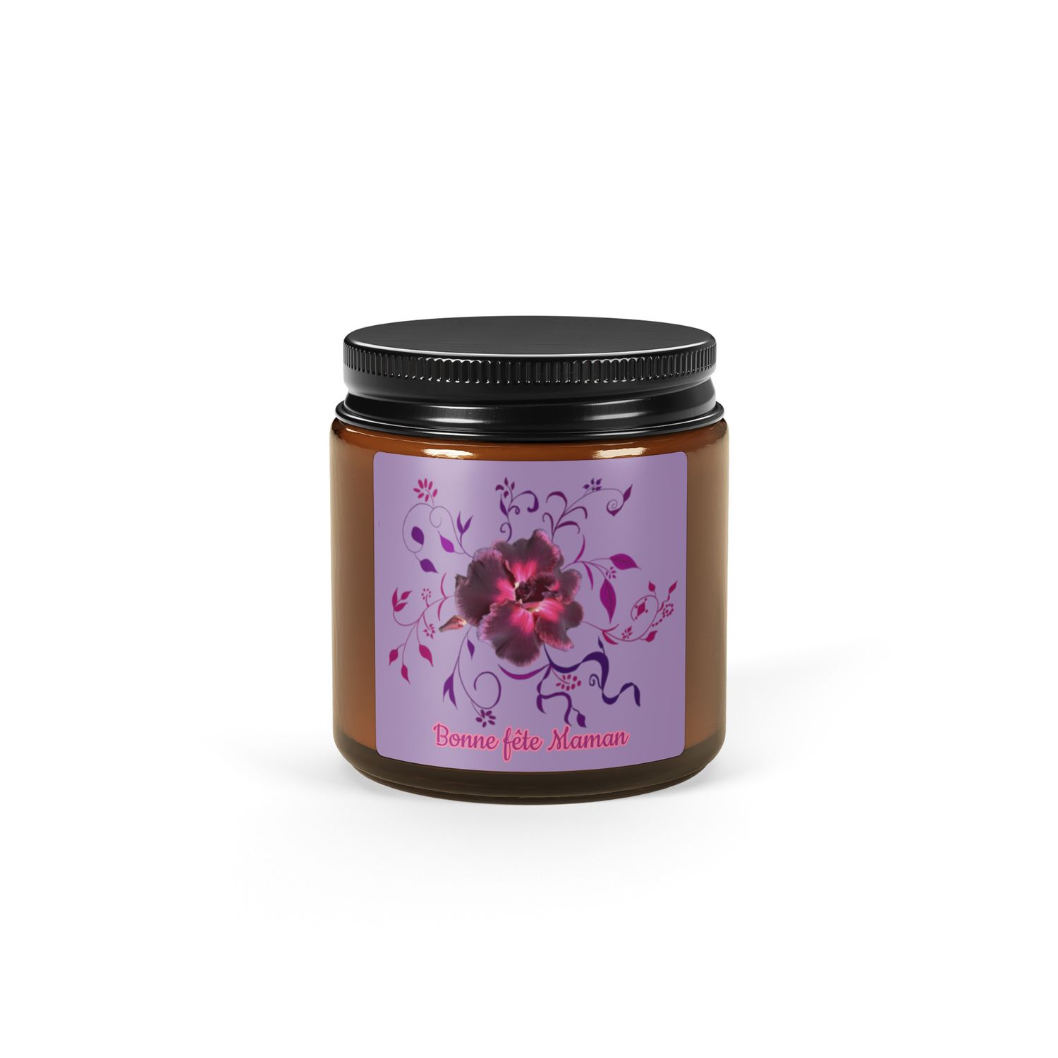 Bougie parfumée à la cire de soja en pot de verre ambré