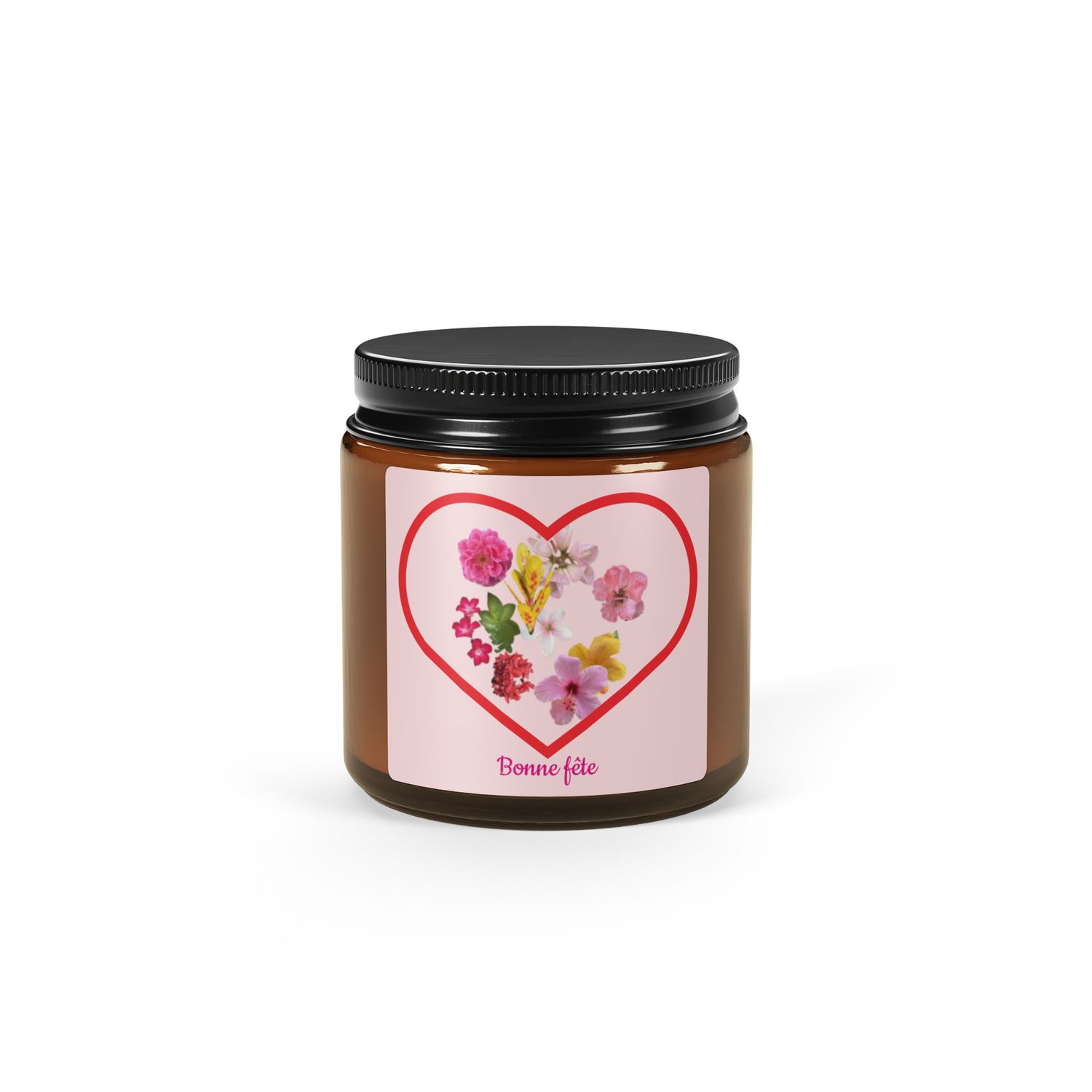 Bougie parfumée à la cire de soja en pot de verre ambré