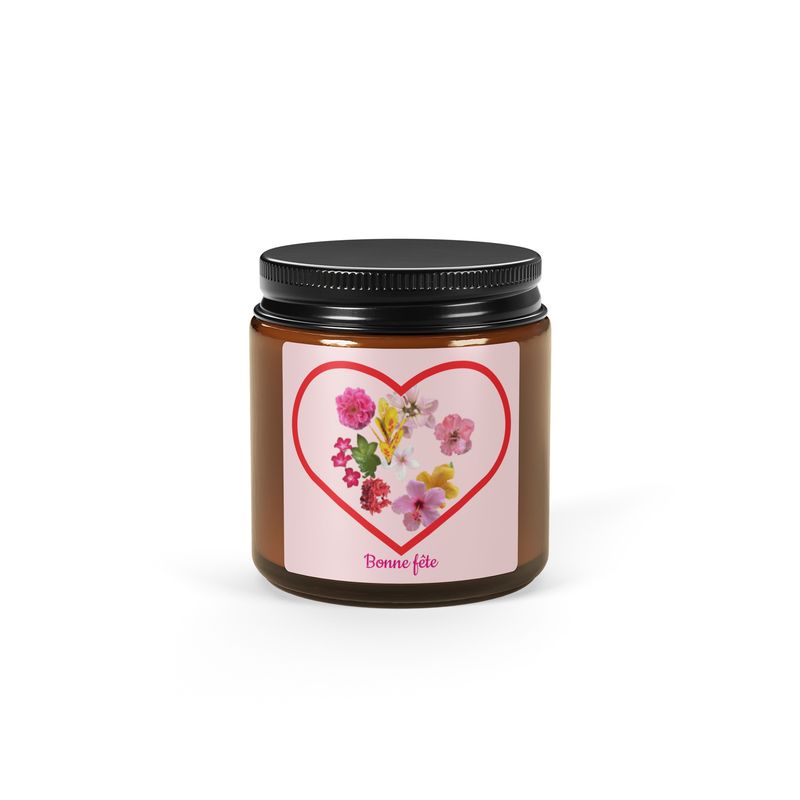 Bougie parfumée à la cire de soja en pot de verre ambré