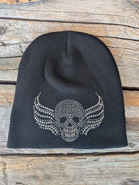 Skull Beanie with Rhinestones