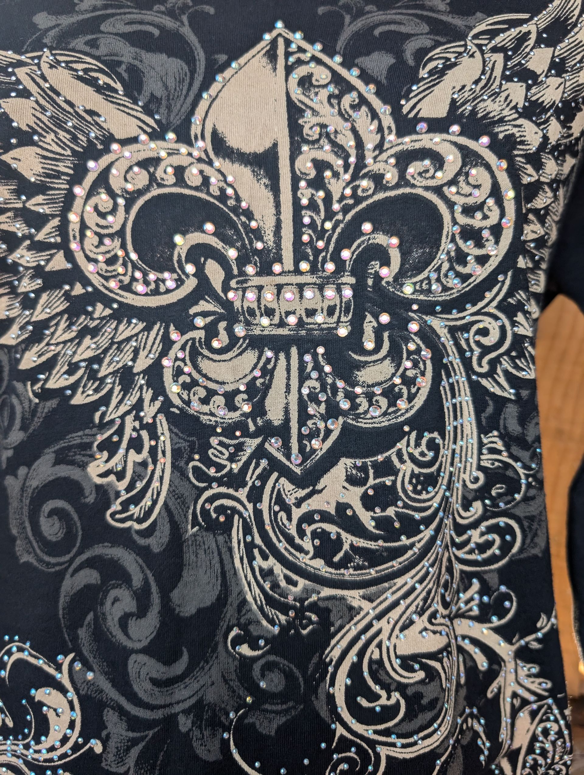 Fleur de Lis Embellished Long Sleeve Shirt with Hoodie