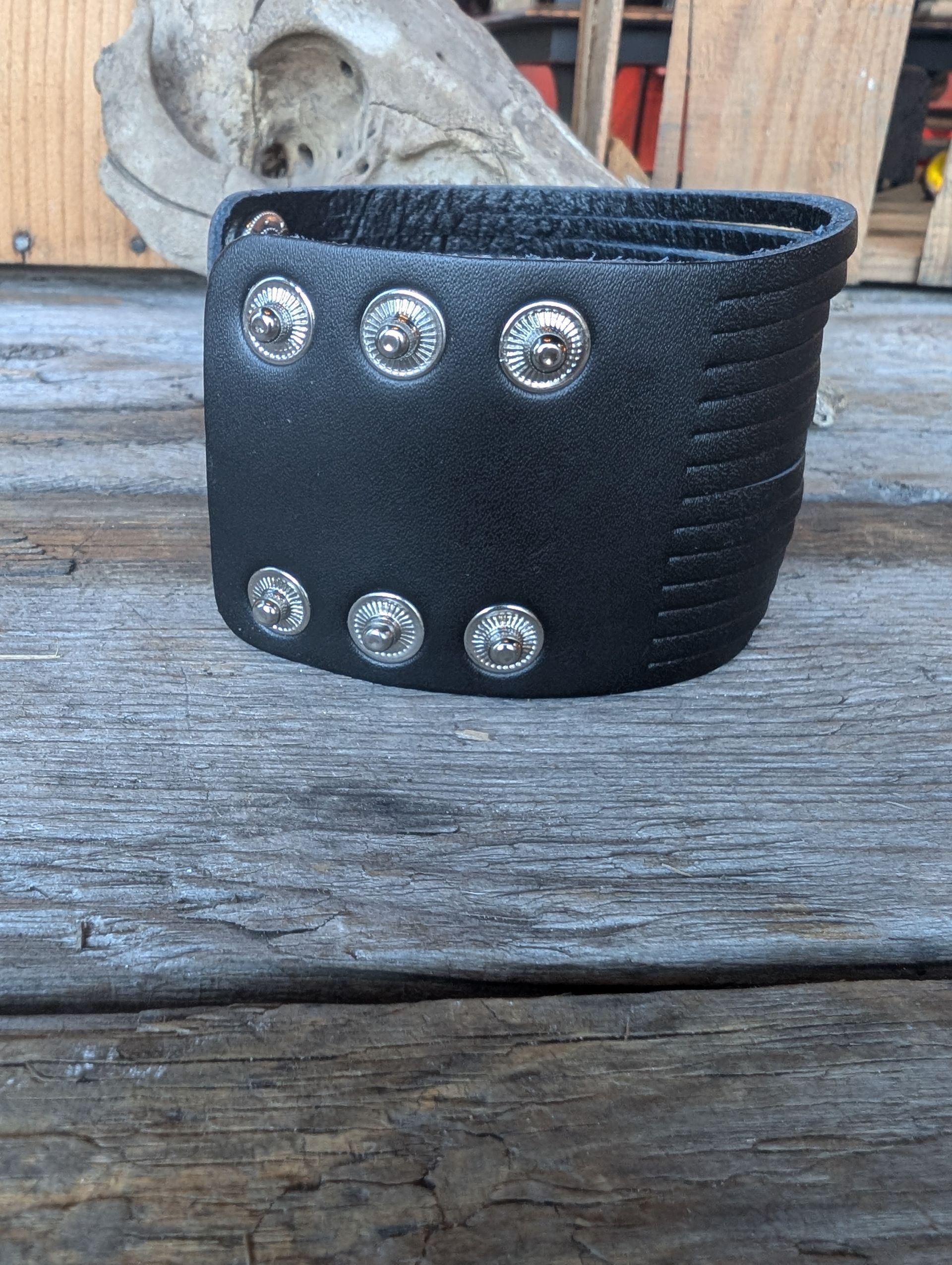 Genuine Leather Slit Bracelet Cuff Bracelet