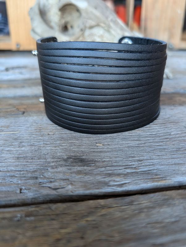 Genuine Leather Slit Bracelet Cuff Bracelet