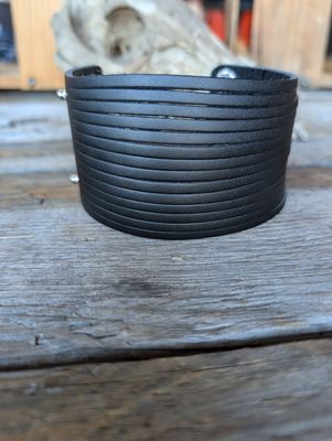 Genuine Leather Slit Bracelet Cuff Bracelet