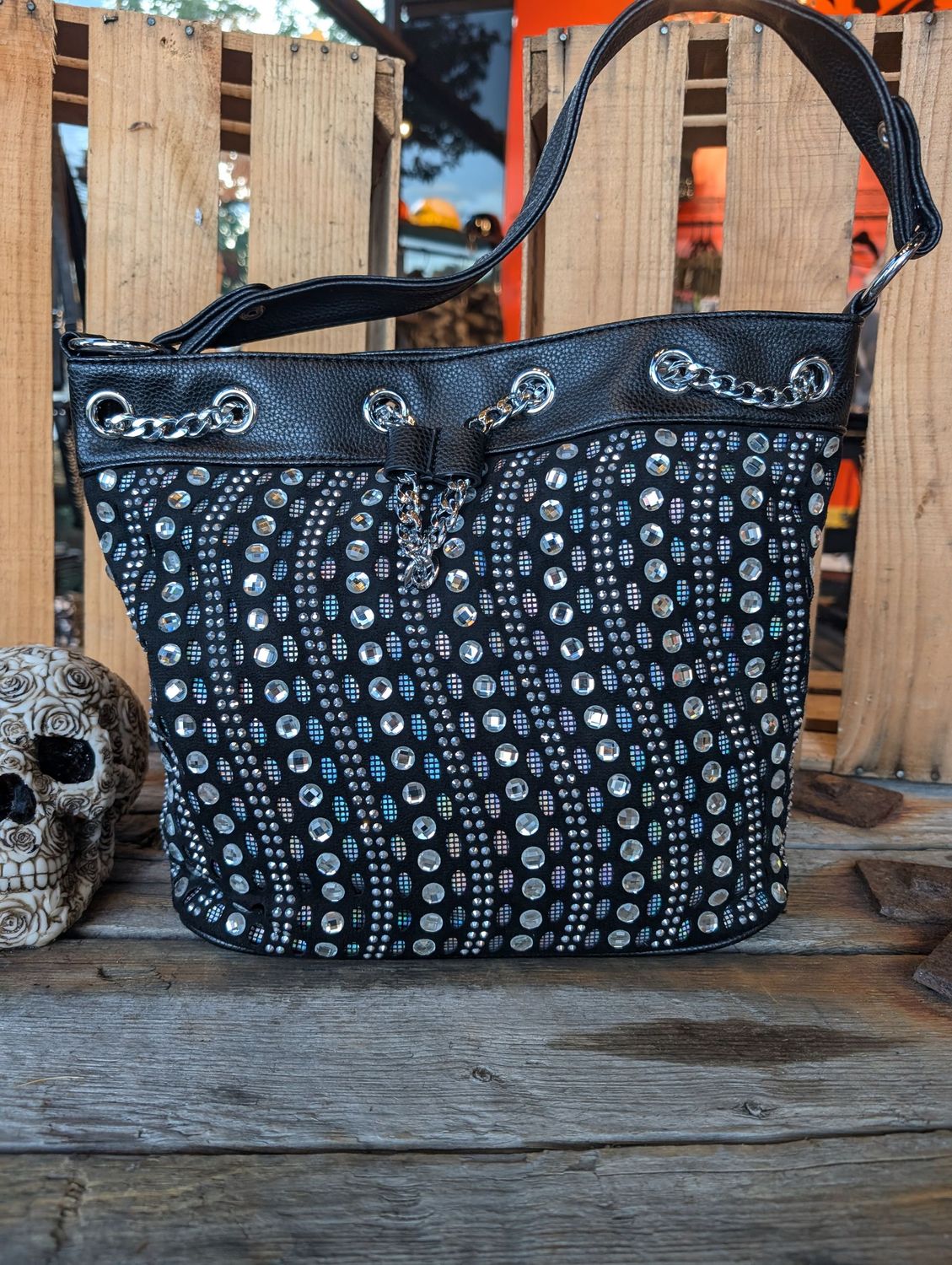 Crystal  Drawstring Hobo Handbag