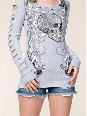 Laser Cut Skull with Rhinestone Top