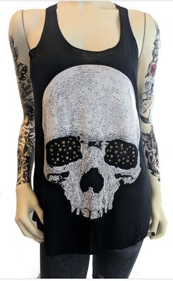 Studded Skull Tank Black Large