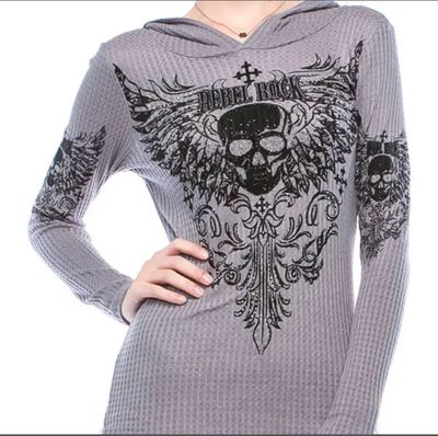 Grey Skull with Wings Lightweight Hoodie Grey Skull with Wings Lightweight Hoodie