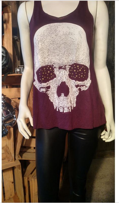 Studded Skull Tank Burgundy Large