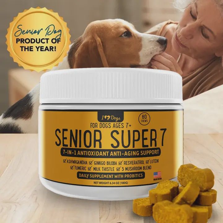 Senior Super 7 Daily Megavitamin For Dogs 7-in-1 Antioxidant Anti-Aging Support with Probiotics