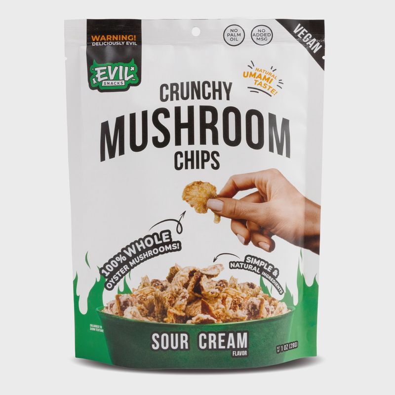 Evil Snacks  Mushroom Chips Sour Cream Flavor 1oz