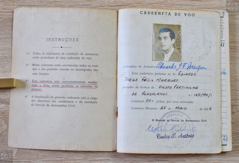 Flight logbook 1966-1969 Portuguese Mozambique