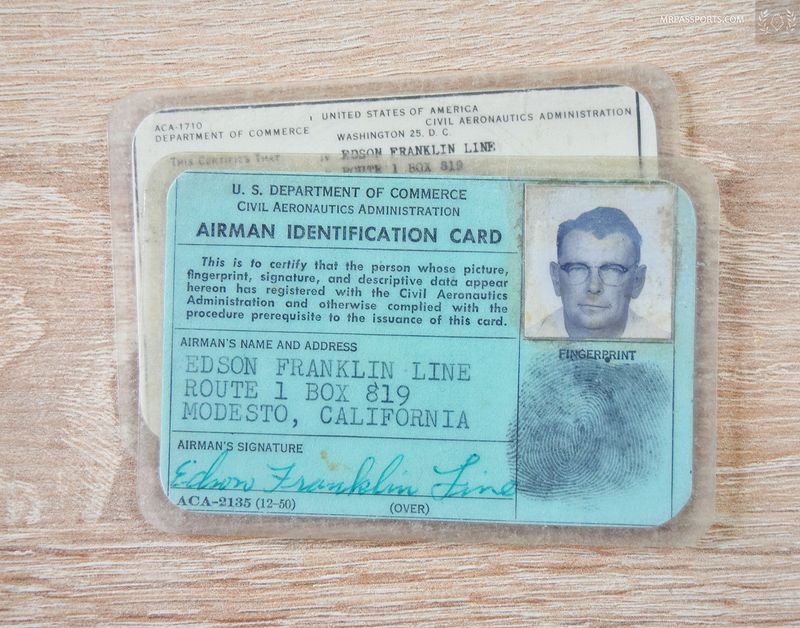 1955 USA Private Pilot License & Airman Identification Card