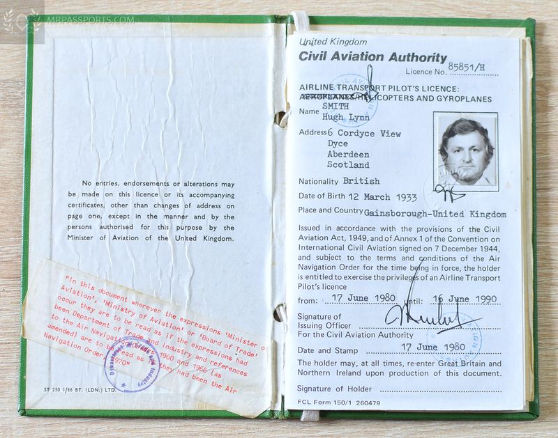 UK: Airline Transport Pilot Licence, Helicopter 1975-1990