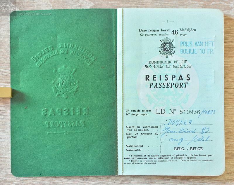 Belgium 1952 passport