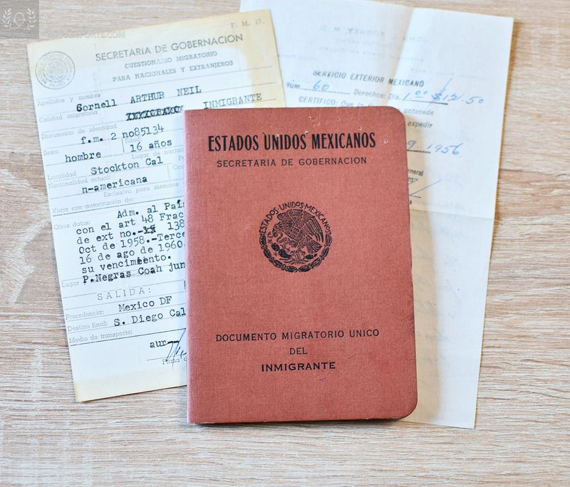 Mexico, 1958 immigrant migration document