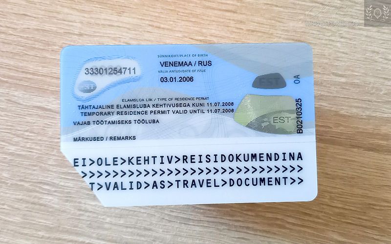 Estonia Residence Permit, ID 2006