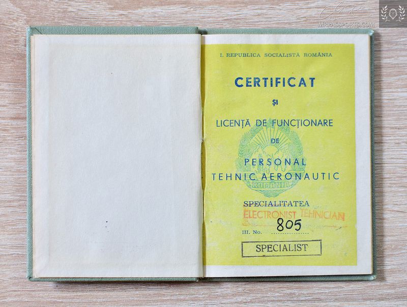 SR Romania: Operating licence for aeronautical technical personnel 1981-1993
