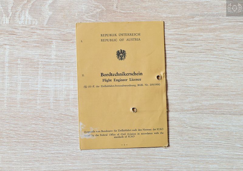 Austria 1969-1975 Flight engineer's licence, B707, CV990-30A