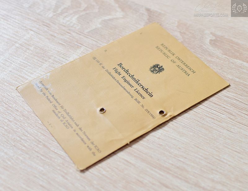 Austria 1969-1975 Flight engineer's licence, B707, CV990-30A