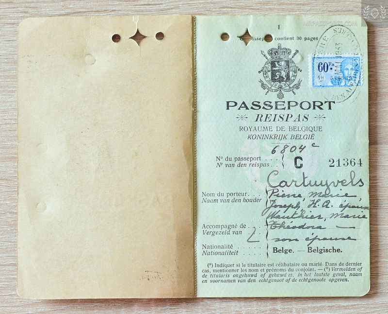 Belgium 1933, Passport for a couple